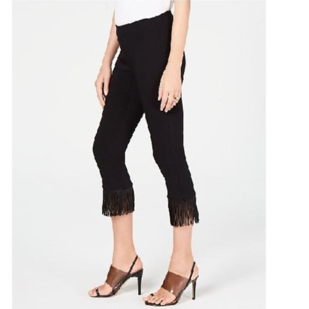 Inc Fringe-Trim Cropped Skinny Pants - Picture 2 of 8
